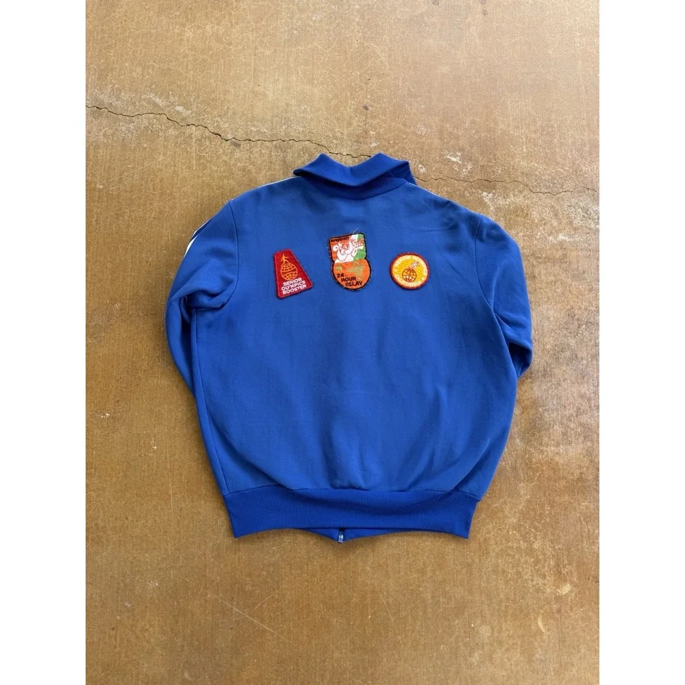 VTG 70s Adidas Trefoil Zip Up Nylon Track Jacket Running Club Patches Germany (L
